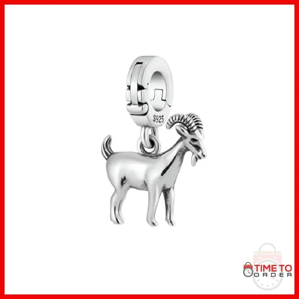 Sterling Silver Goat Charm Pendant for Bracelets Necklaces 4.5mm Hole